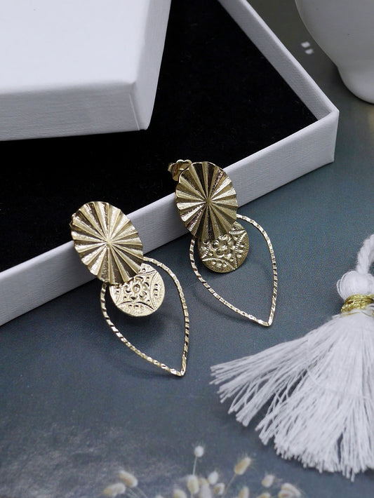 Boucles oreilles Zellige – Laiton doré 24k – Fait main Guérande