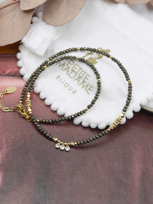 Collier Minette ras de cou perles fines pierres naturelles fait main Petite Madame