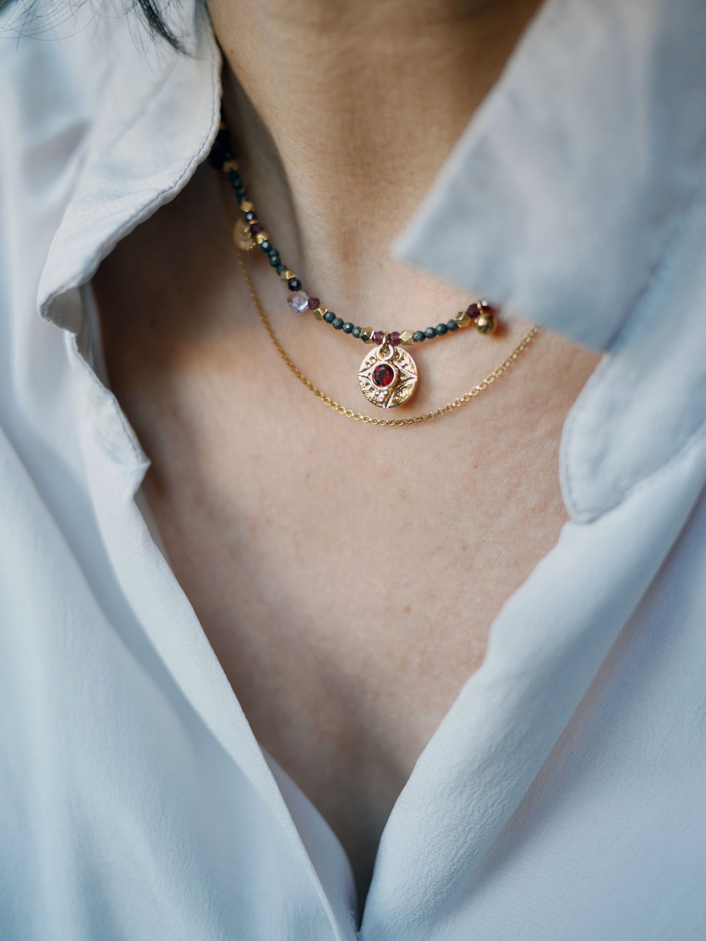 Collier ras de cou Pyrite