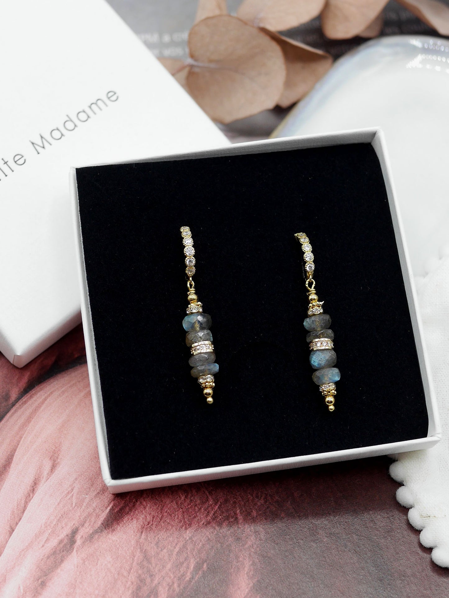 Boucles oreilles Folk Labradorite