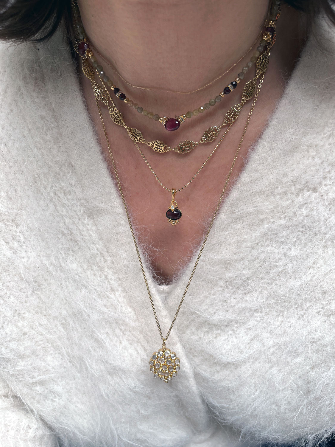 Collier Pépite Tanzanite et Grenat