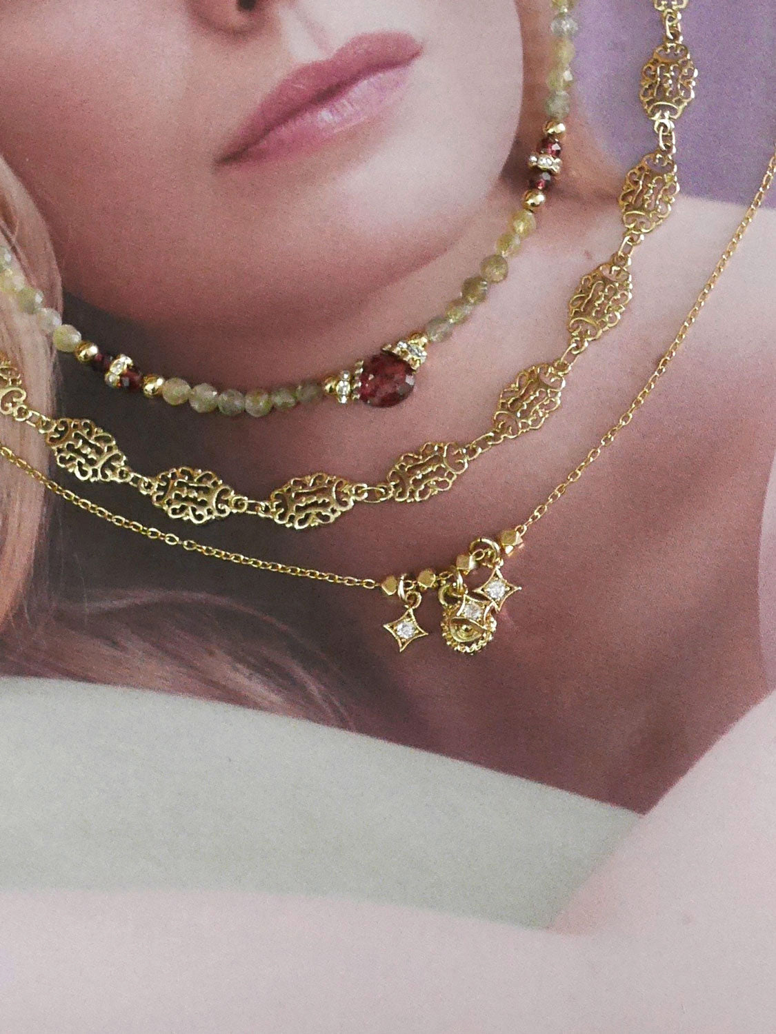 Collier Pépite Tanzanite et Grenat