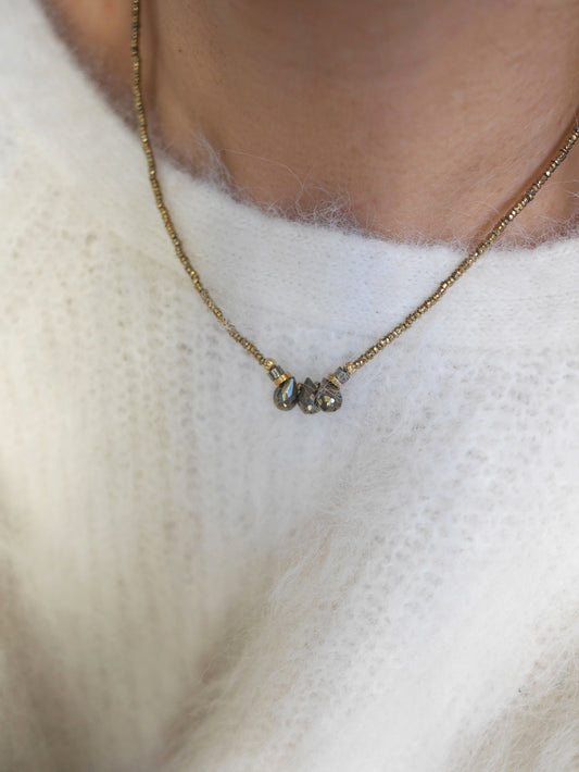 Collier briolette Pyrite