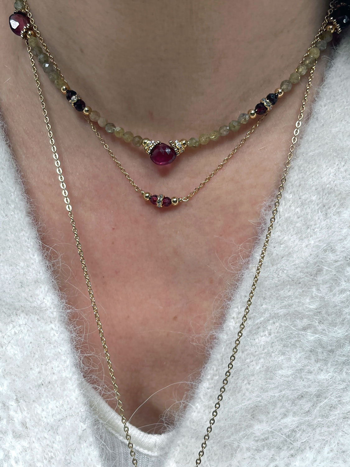 Collier Pépite Tanzanite et Grenat