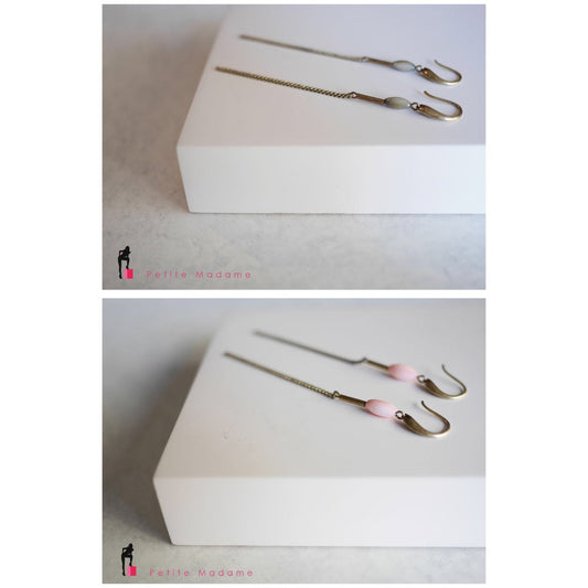 Boucles oreilles Dormeuse  Filant Olive Corail Disponible en 7 coloris