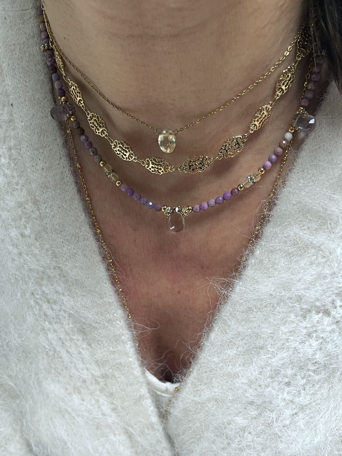 Collier Pépite Phosphosidérite et Amétrine