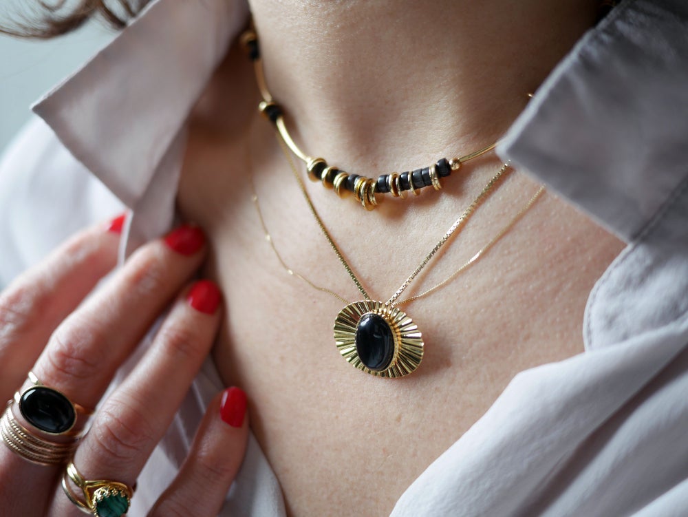 Collier Disque   6 Coloris