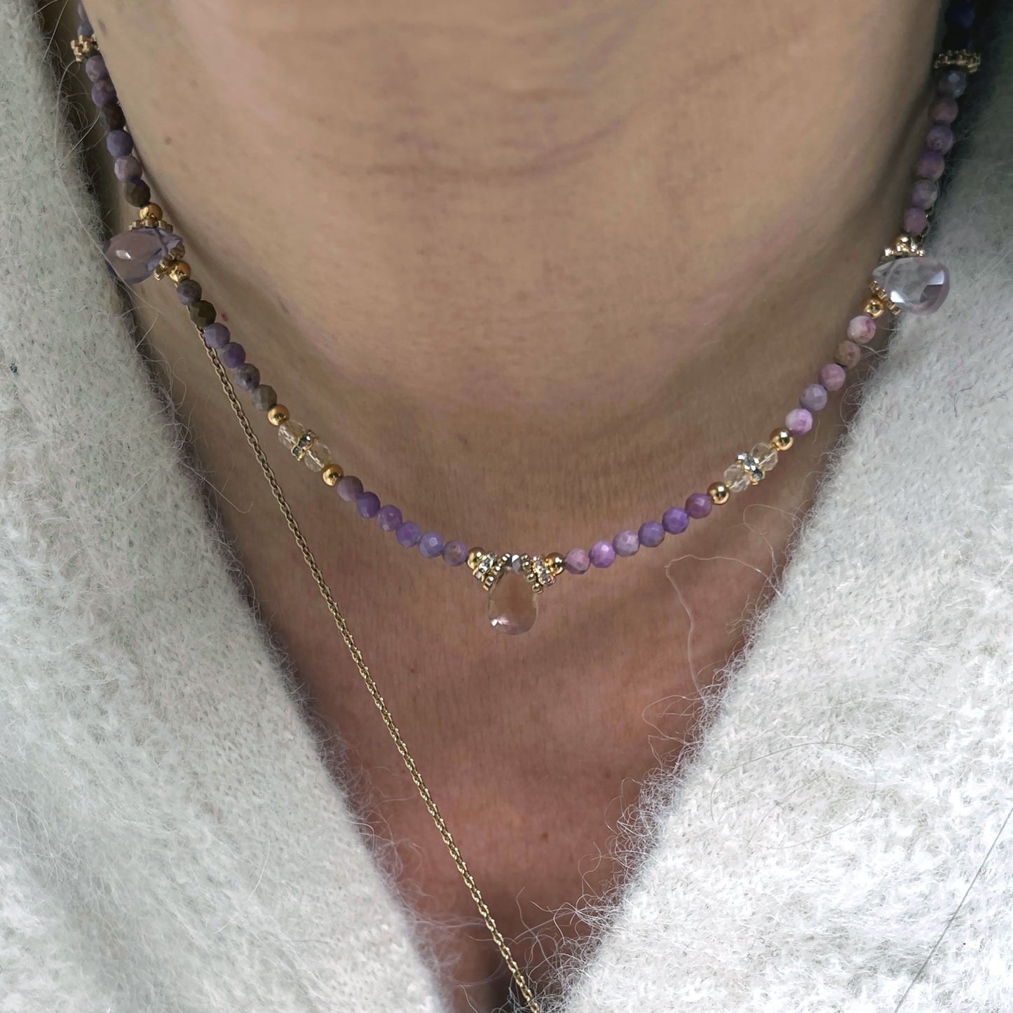 Collier Pépite Phosphosidérite et Amétrine