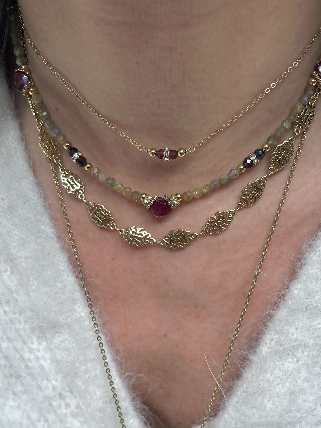 Collier Pépite Tanzanite et Grenat