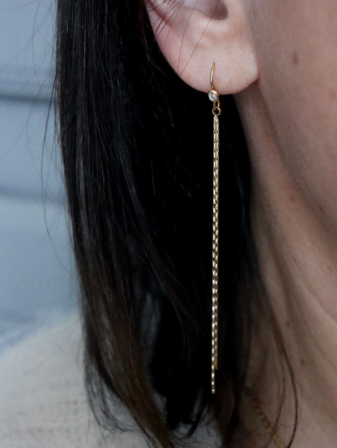 Boucles d'oreilles longue crochet strass Céleste