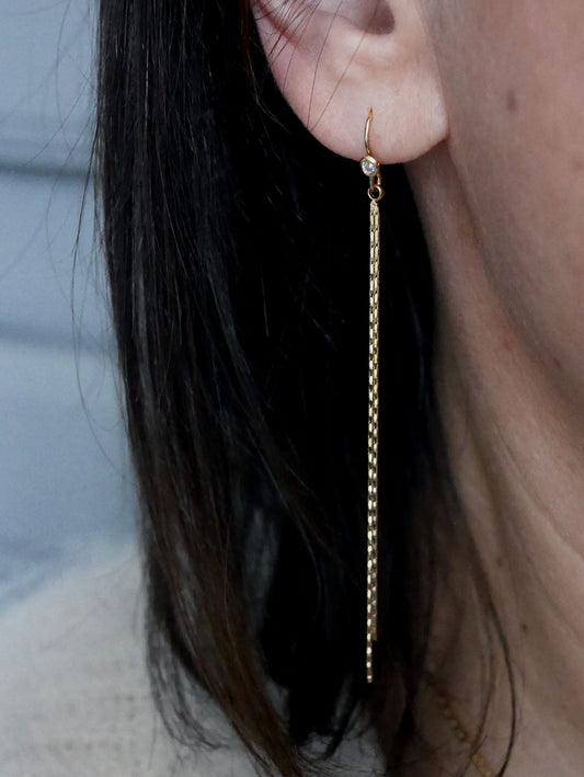 Boucles d'oreilles longue crochet strass Céleste