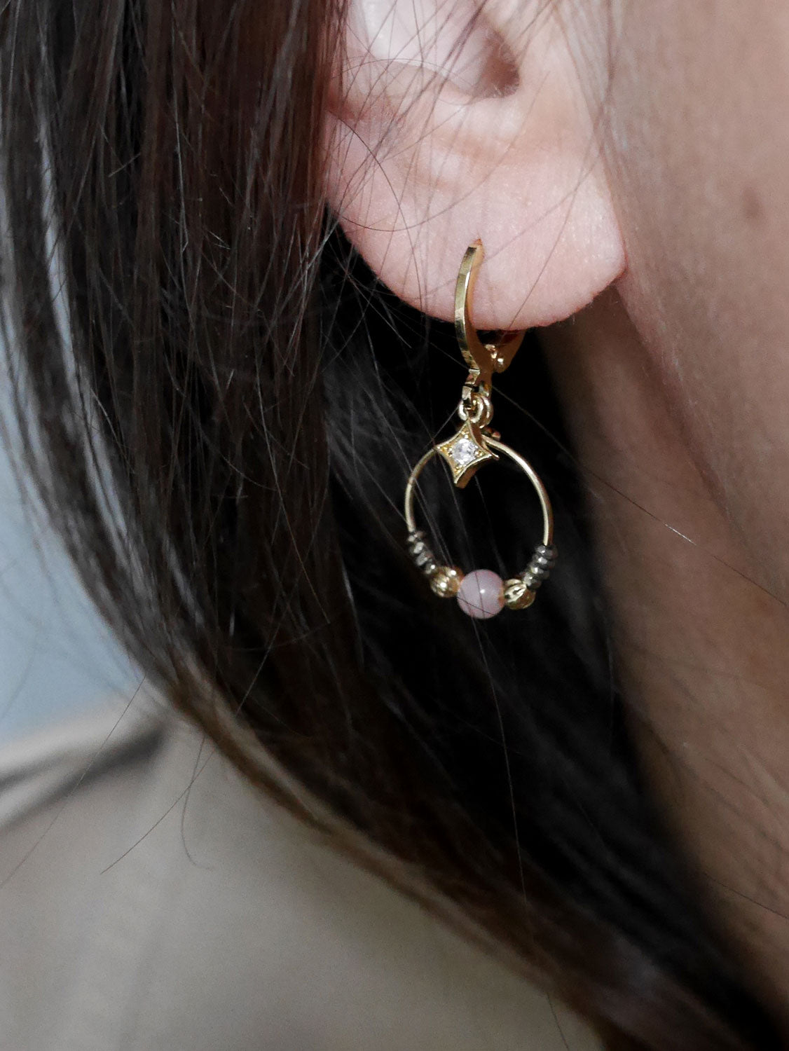 Boucles oreilles créole suspendue Hamsa