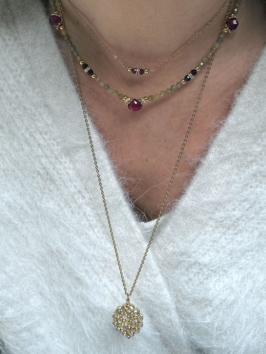 Collier Pépite Tanzanite et Grenat