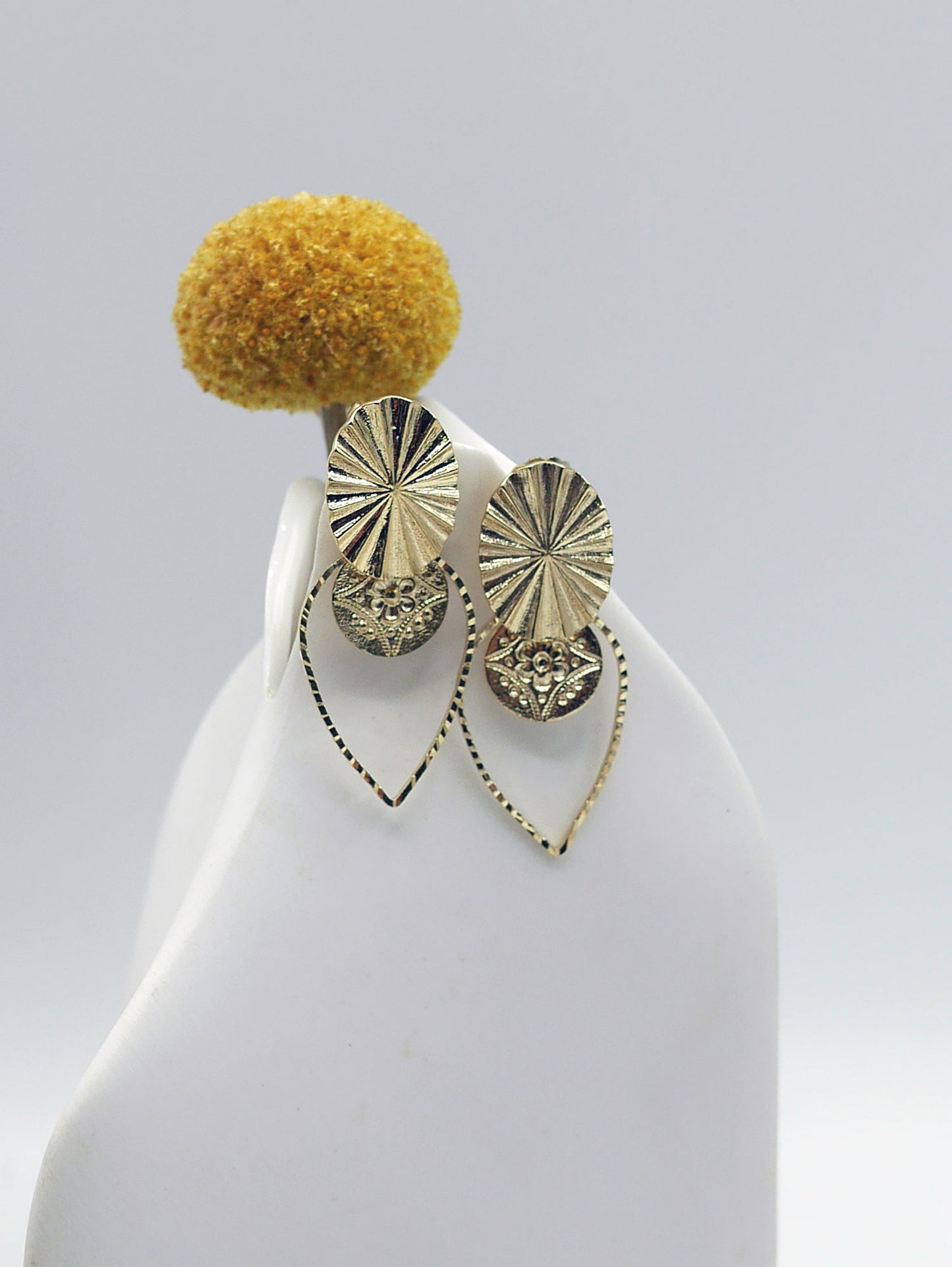 Boucles oreilles Zellige – Laiton doré 24k – Fait main Guérande