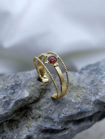 Bague Iris ajustable dorée or 24k faite main Guérande Petite Madame