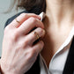 Bague artisanale 3 anneaux pierre fine dorée Bretagne