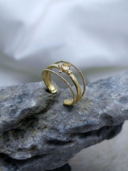Bague Iris – bague ajustable dorée or 24k faite main Guérande