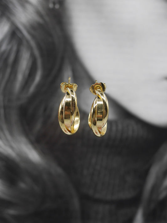Boucles oreilles créoles épaisses ondulées - Eva Médium