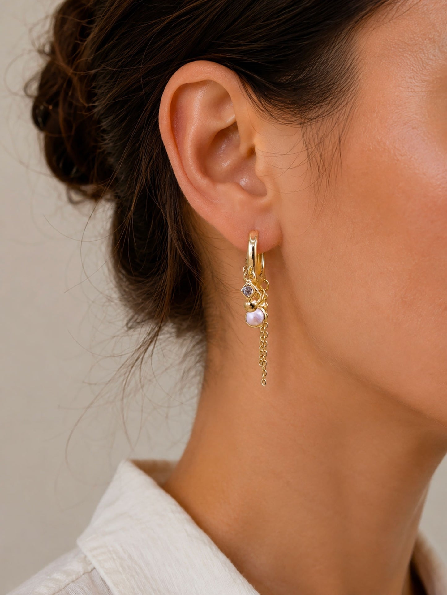 Boucles d'oreilles Multi Safia perle et zircon – Petite Madame