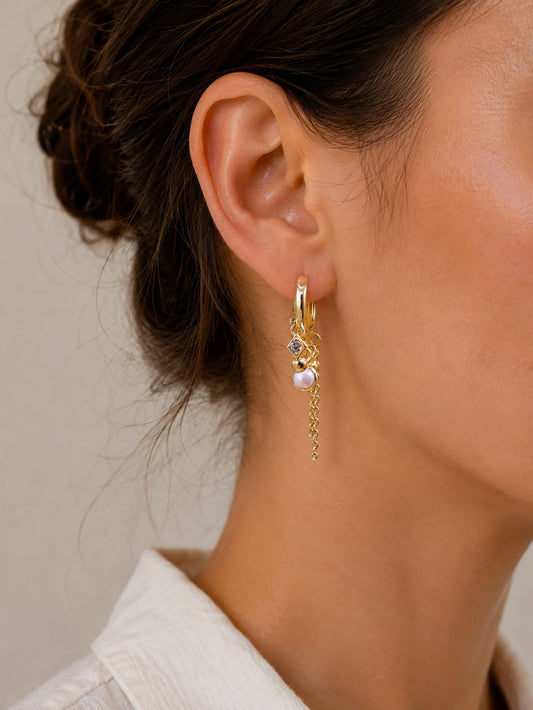 Boucles d'oreilles Multi Safia perle et zircon – Petite Madame