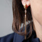 Boucles d'oreilles longues avec chainette et pierre zirconium
