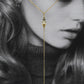 Collier cravate pierres pyrite et citrine