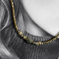 Collier pour femme , fabriqué par une créatrice française à Guérande en Bretagne . Tons or et argent avec une pierre centrale en pyrite ovale 10x8mm .Un bijou chic au style intemporel