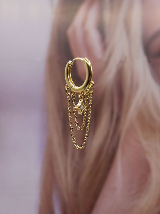boucle oreille à l unité avec multi chaine un bijou unique fait en france 