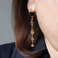 Boucles oreilles pendantes suspension pierres labradorite et citrine